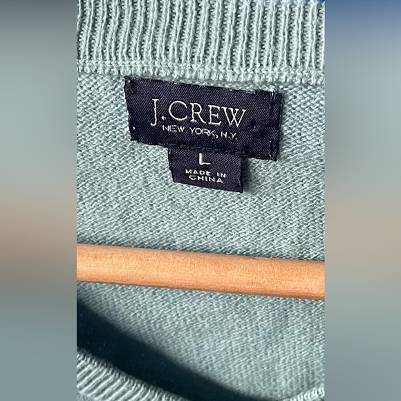 J. Crew cashmere & cotton sea foam v-neck large - Picture 4 of 8